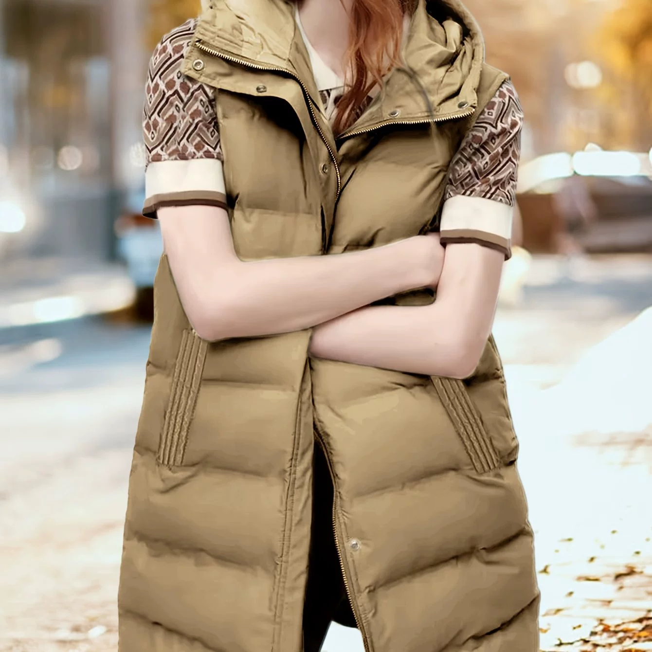 Длинный стёганый жилет‑пуховик, cotton puffy, лёгкий, женский, размеры S–XL