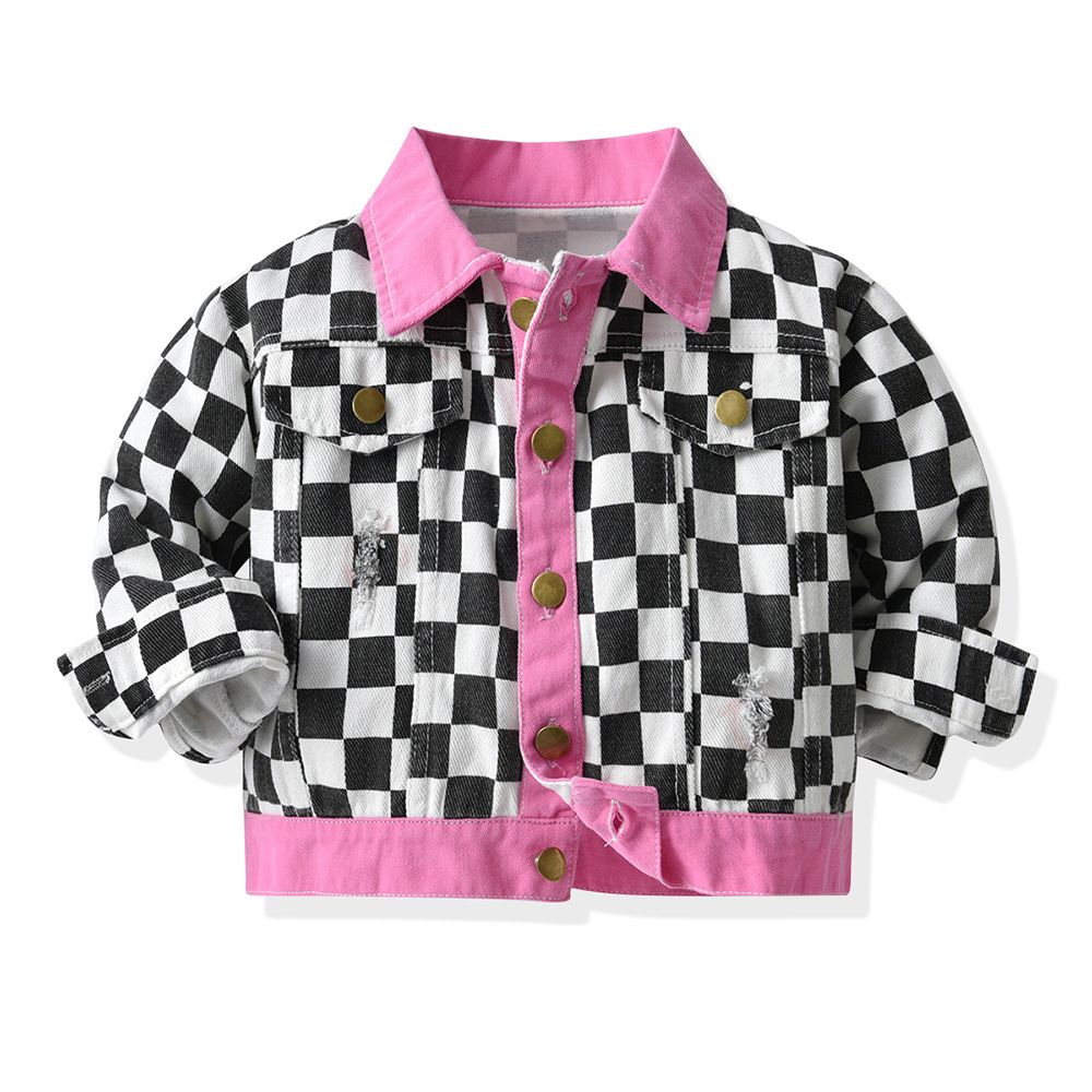 Chaqueta de mezclilla para niños de estilo coreano primavera y otoño nuevos productos de manga larga con solapa estampada de mezclilla corta ropa de exterior top de estilo de moda