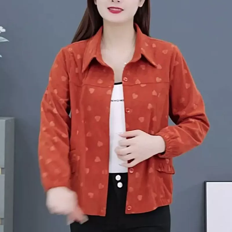 Corduroy autumn fashionable jacket for mother, cardigan, fitted, western style