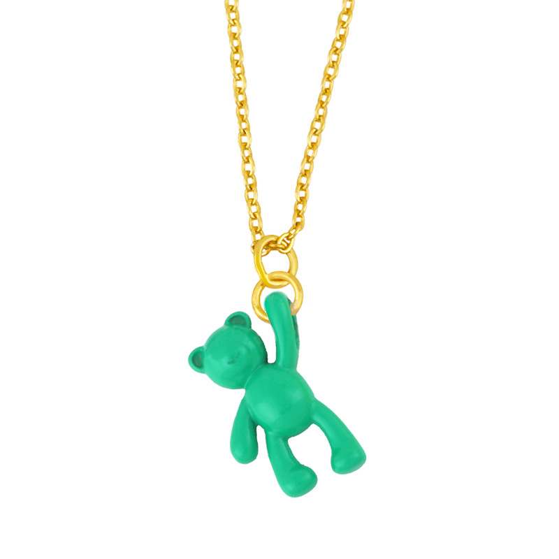 Wholesale Simple Solid Color Bear Pendant Copper Necklace Nihaojewelry display picture 8