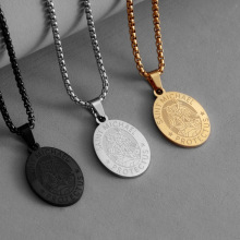 跨境亚马逊热销圣迈克尔.布莱克钛钢吊坠不锈钢不掉色男士项链