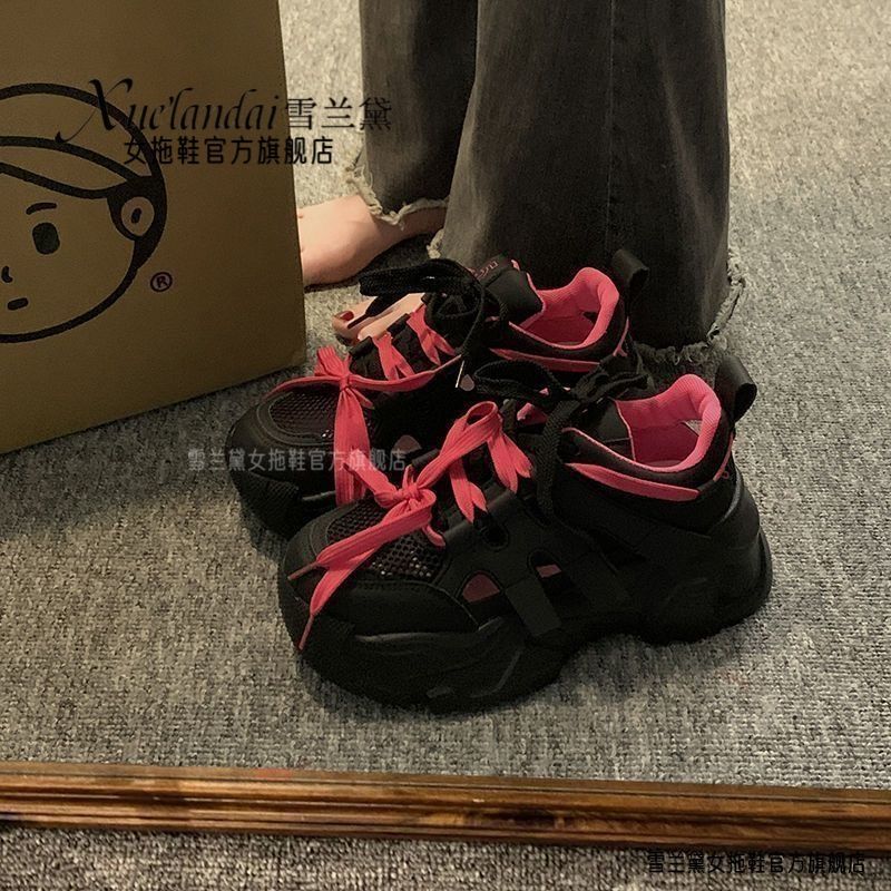 Zapatos de padre de malla para mujeres verano nuevos zapatos de mujer huecos zapatos deportivos casuales transpirables zapatos de altura pequeños