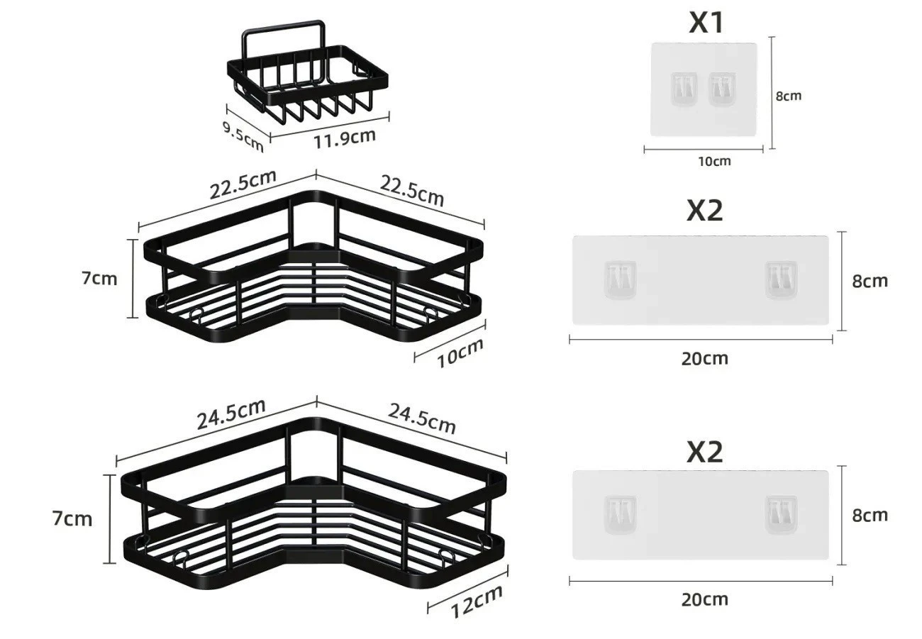 Strict selection of bathroom shelves, hand -toilet, bathroom wall, free punch shower room wall -mounted storage shower gel triangle