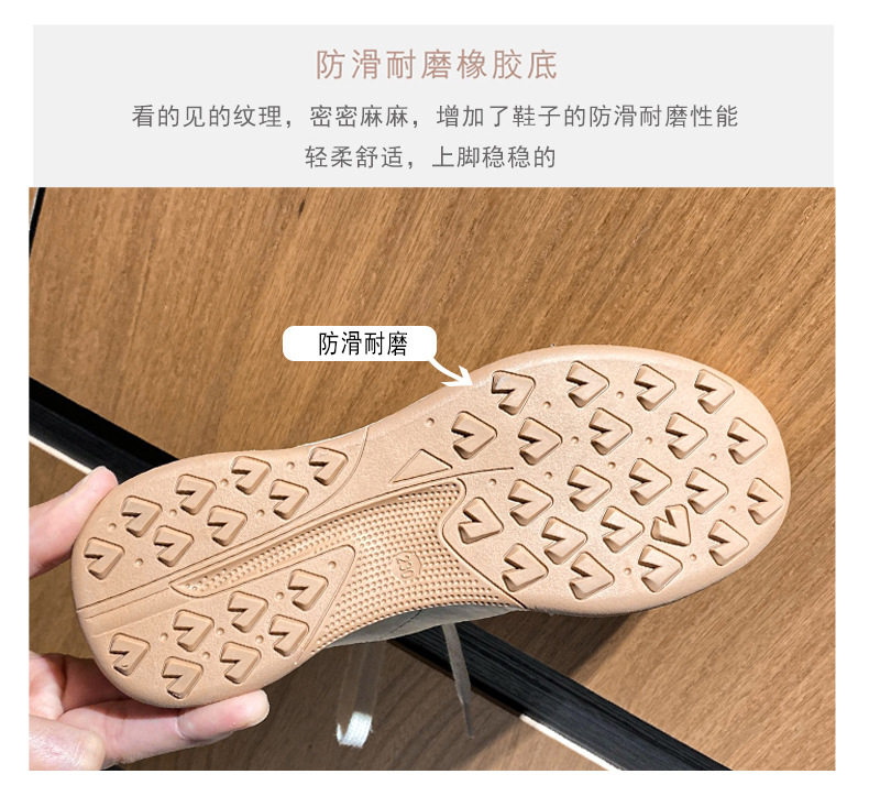 Giày sneaker nữ da thật phối lưới kiểu ballet, đế cao su chống trượt, dây buộc — Màu hồng, Màu mơ, Màu vàng chi tiết 12