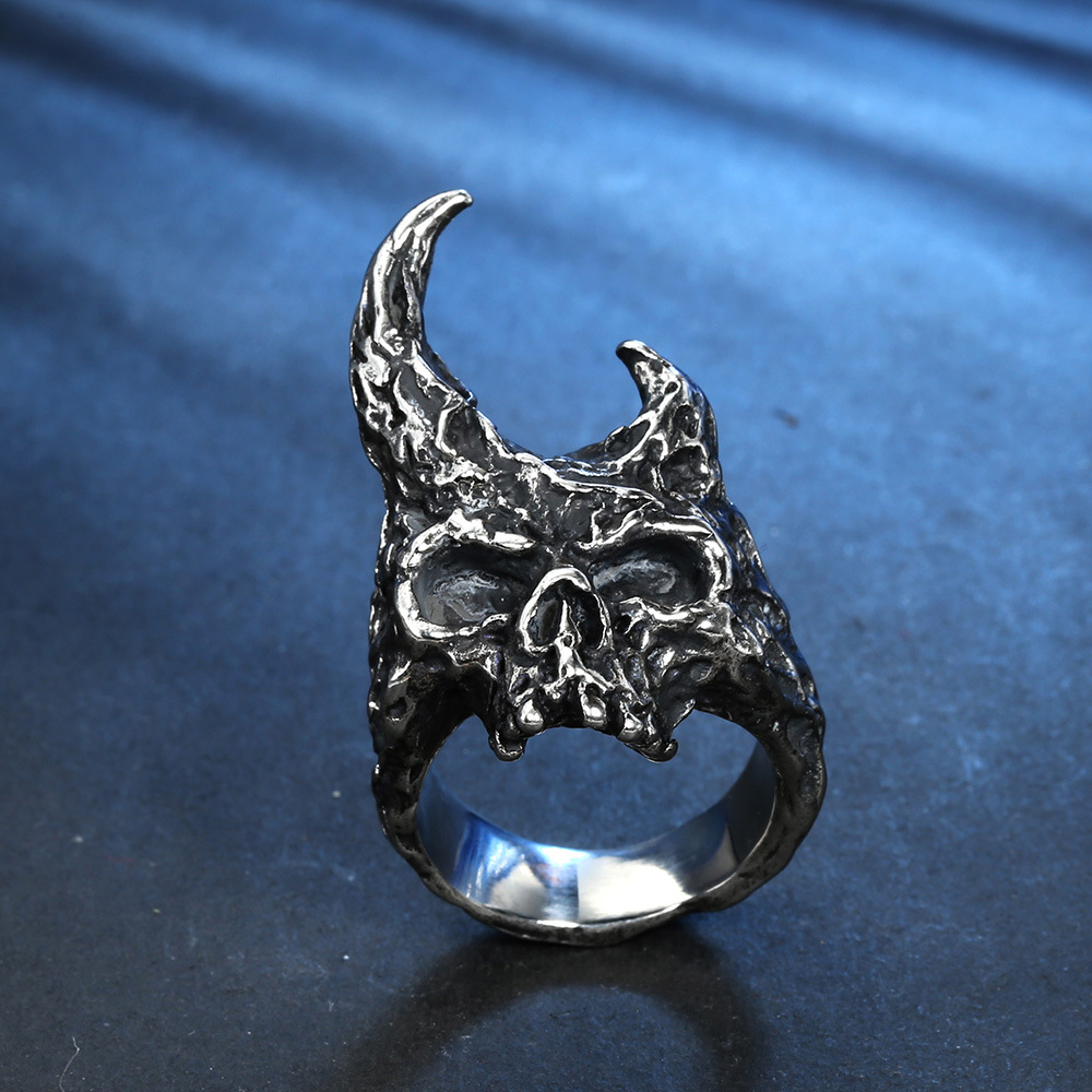 Skull Pattern Men'S Gender Punk Skull Titanium Steel Polishing Halloween Men'S Rings
