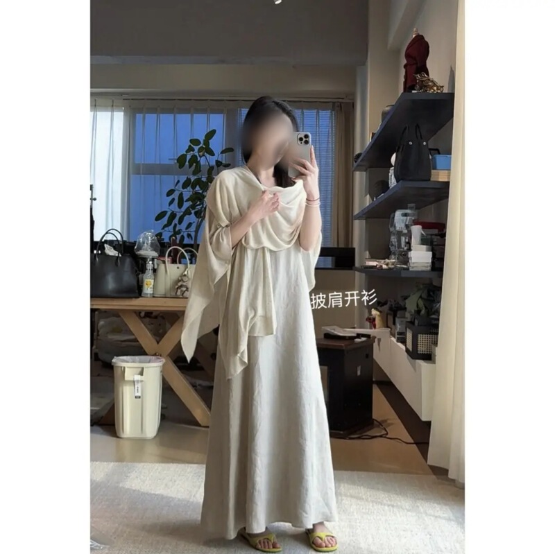 Spring and Summer New Linen Shawl All-match Simple Sun Protection Cloak High-end Knitted Fashion National Style Women's Vintage Cloak Spring and Summer New Linen Shawl All-match Simple Sun Protection Cloak High-end Knitted Fashion National Style Women's Vintage Cloak