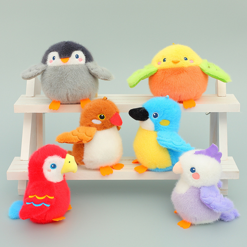 Cute Artificial Parrot Pendant Plush Keychain Cartoon Sparrow Doll Bag Pendant Bird Doll Stall Doll