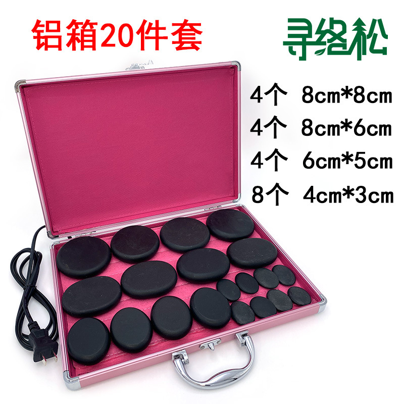 Piedras volcánicas de masaje SPA con calentador de aluminio, temperatura constante, set de 20 piezas al por mayor