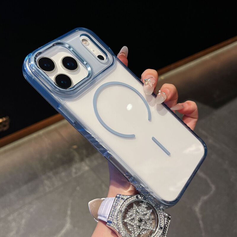 跨境适用苹果17promax防滑边手机壳橙色透明iphone17Pro防摔16Pro|undefined
