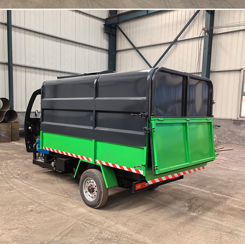 Electric Three-Wheel Garbage Collection Truck, Small Sanitation Side-Mounted Bucket Truck for Town and Street Dump Trucks