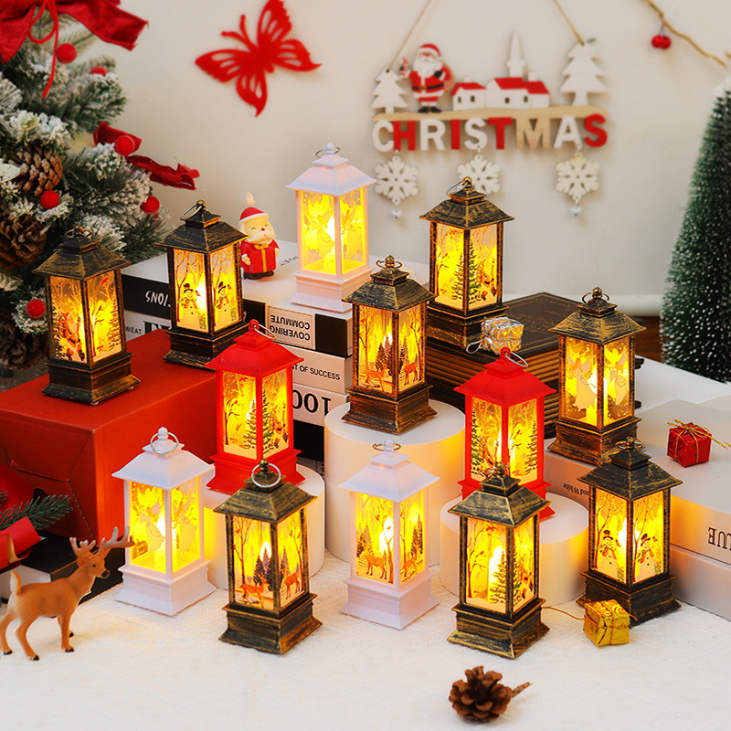 圣诞节风灯烛台灯小夜灯老人雪人装饰小夜灯桌面摆件圣诞装饰品