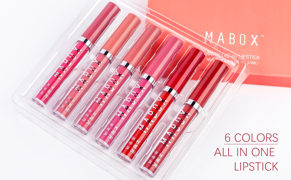 MABOX Velvet Liquid 6-lipstick set Matte non-stick Cup Lip gloss Lip gloss Lip Gloss Makeup wholesale Specification drawing