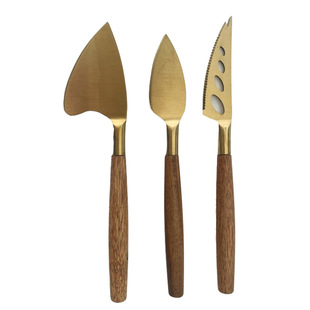 Factory wholesale household wooden handle kitchen baking tool titanium Japanese cheese knife suit cheese set knife combination