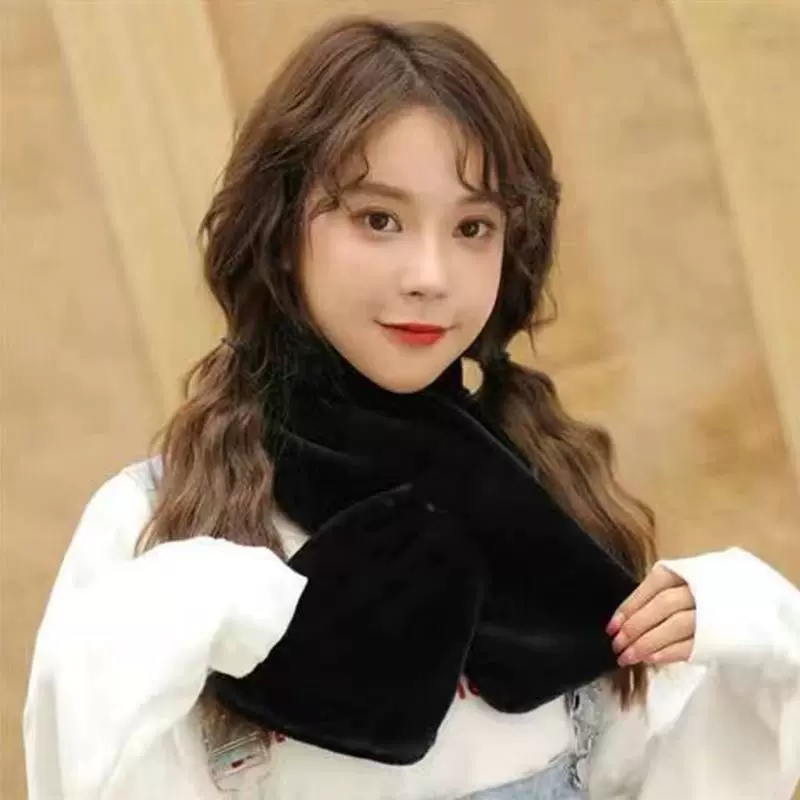 冬季保暖围巾女士皮学生加厚毛领子仿獭兔毛绒围脖护颈厂御寒防寒