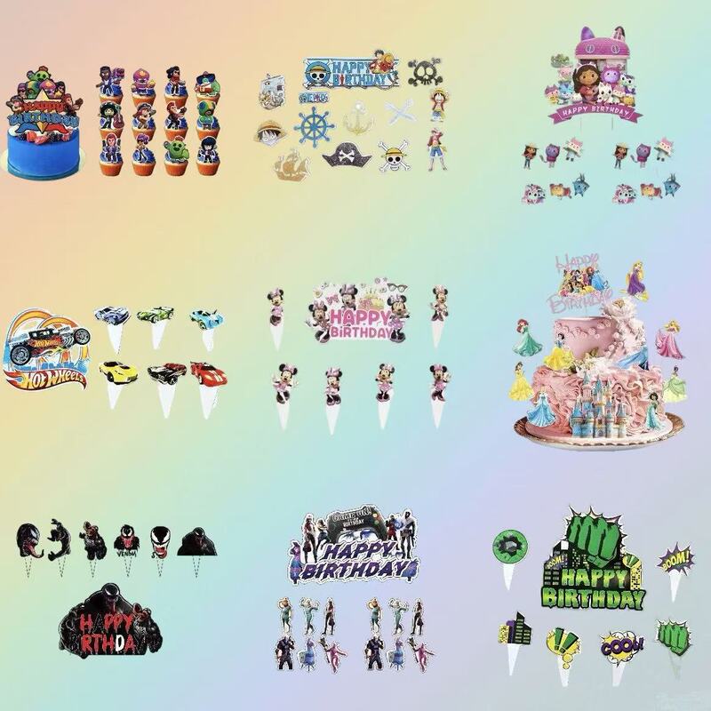 Cartoon Character Animation New Style Flag and Banner Set for Birthday Party Cartoon Theme Decoration