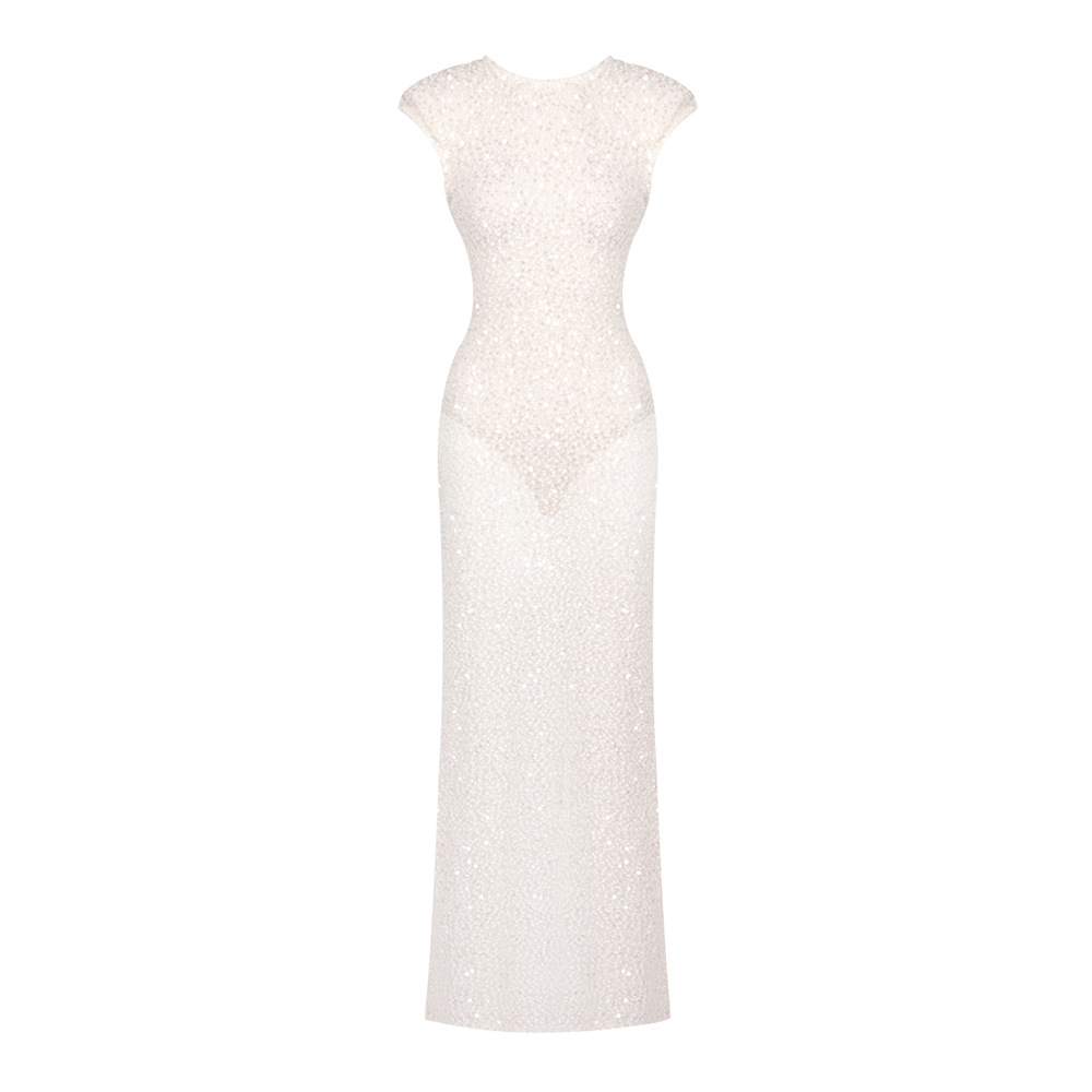 Women's Clothing Sexy Backless Oversized Shoulder Sequined Lace Bridesmaid Dress Australian Design Summer Style_ecoleips.com
