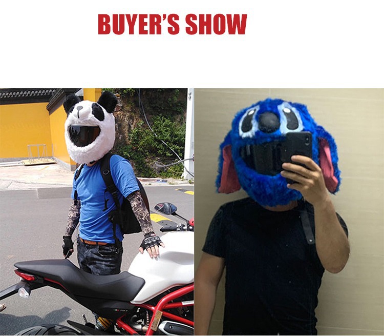 Cross-Border Foreign Trade Wholesale Motorcycle Helmet Covers Stitch Pikachu Santa Claus Cartoon Plush Animal Masks