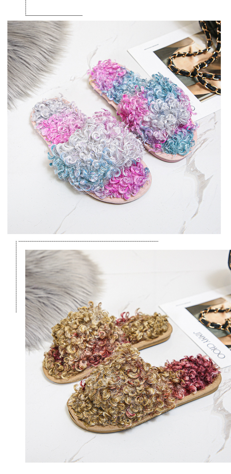 non-slip lamb wool flat-bottomed slippers NSPE21974