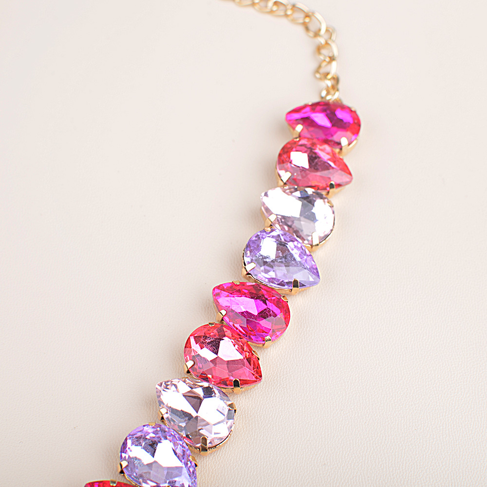 Rhinestone Material Cute Sweet Water Droplets Rhinestone Women's Necklace