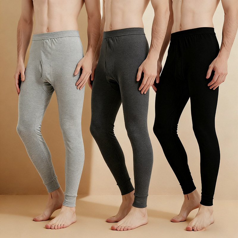 Autumn and Winter Men's Pure Cotton Single Autumn Pants, Mid-High Waist, Thin Skin-Friendly Cotton Thermal Leggings for Inner Wear, Wholesale