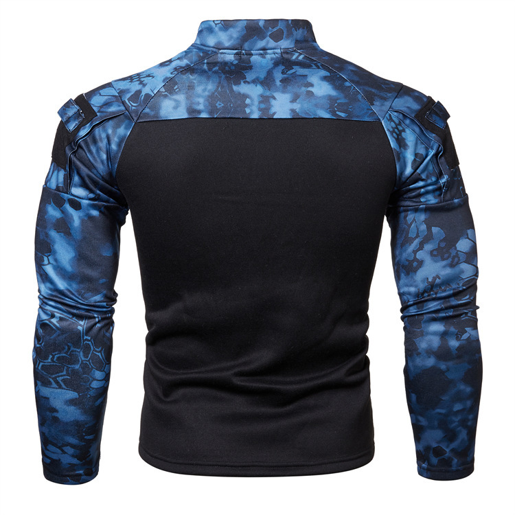 Outdoor fiess jogging Men's long sleeved Military field camouflage casual standing collar sweater_voghion.com