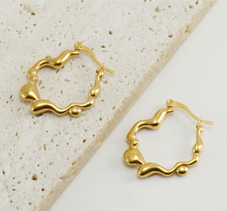 Earrings Classification 1 Pair Quantity 1 Pair Fashion Geometric Irregular 304 Stainless Steel Titanium Steel 18K Gold Plated Stainless Steel Earrings
