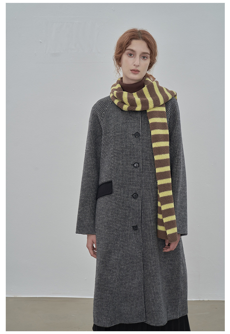 Écharpe rayée tricotée de couleur niche vintage pour femme, design d'hiver, douce et chaude, écharpe en laine étendue_voghion.com