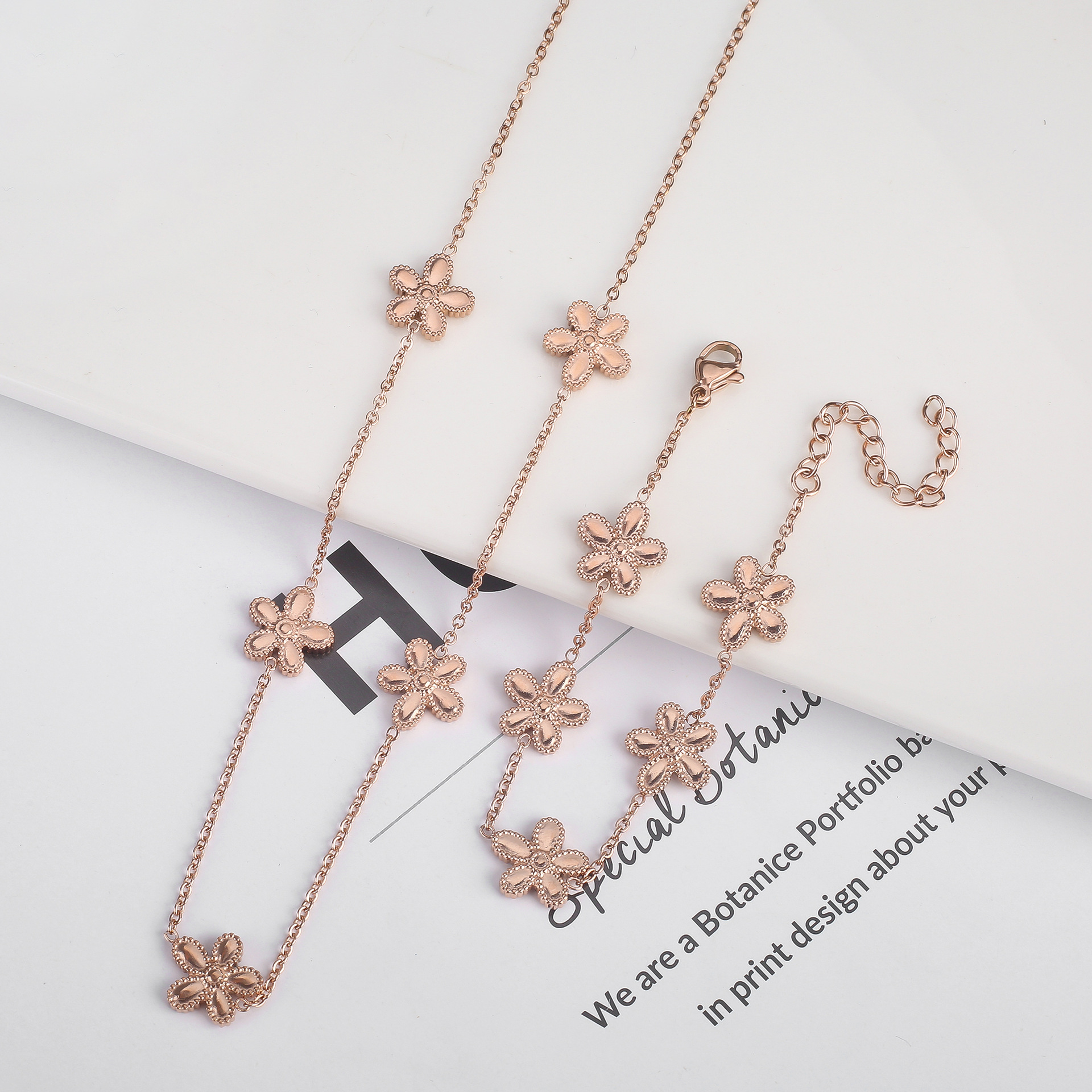 Flower Pattern 304 Stainless Steel 18K Gold Plated Simple Style Classic Style Plating Flower Jewelry Set