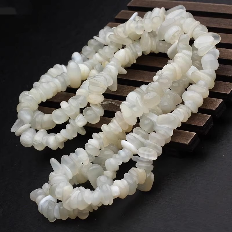 천연 흰색 달빛 자갈 긴 끈 자갈 5-7mm 길이 약 85cm