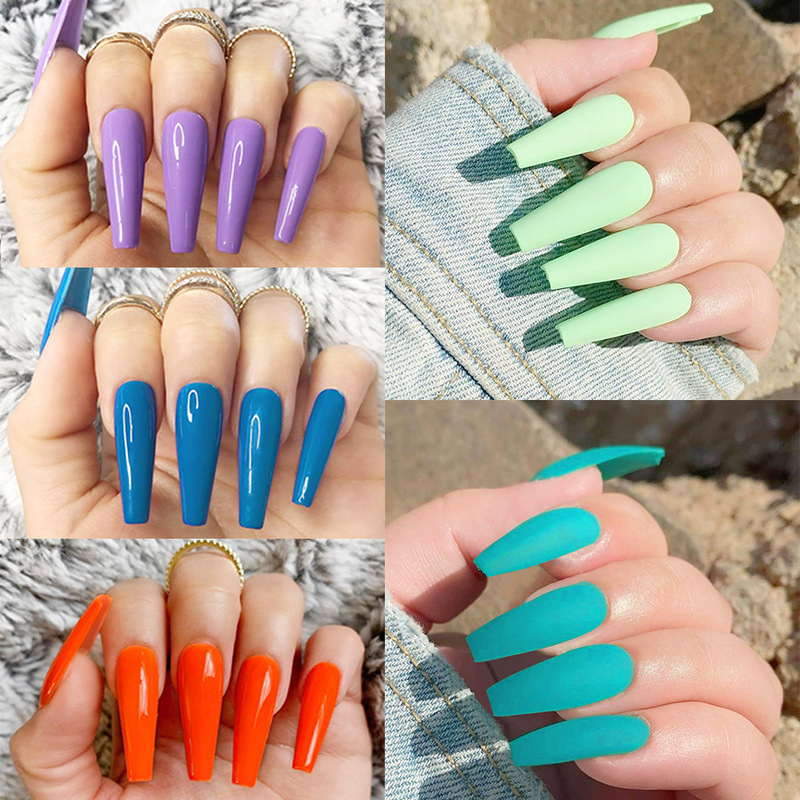 Foreign Trade Extra Long Ballet Pure Color Frosted Glossy Manicure Patch Fake Nail Nail Patch Waterproof Removable Nail Patch Foreign Trade Extra Long Ballet Pure Color Frosted Glossy Manicure Patch Fake Nail Nail Patch Waterproof Removable Nail Patch