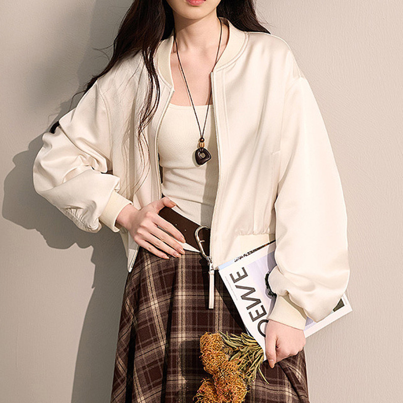 2026 Autumn New Casual Coat Satin Loose Jacket Cardigan Baseball Jacket Commuting D413OS101W00 2026 Autumn New Casual Coat Satin Loose Jacket Cardigan Baseball Jacket Commuting D413OS101W00