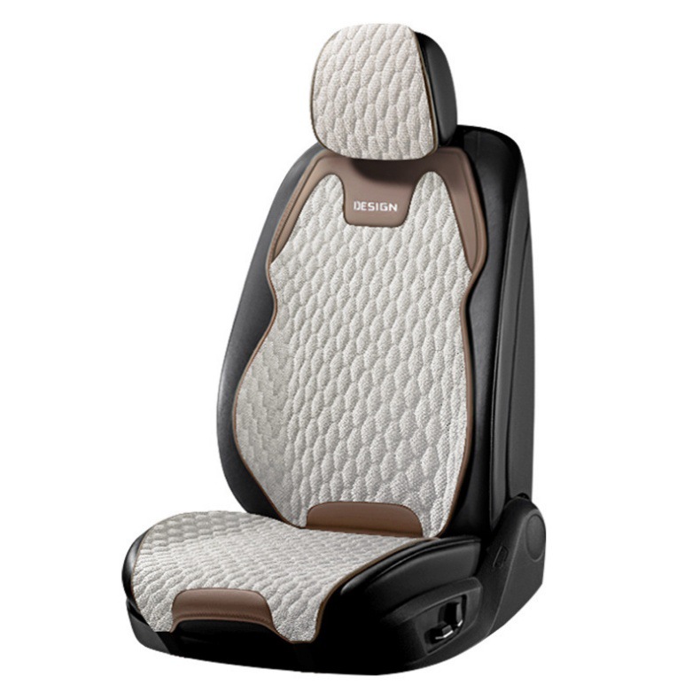 Car Seat Cushion, Universal for All Seasons, Fully Enclosed, Ventilated and Breathable, Made of Cotton and Linen Material, Car Cushion, Cotton and Linen Seat Cushion for Car