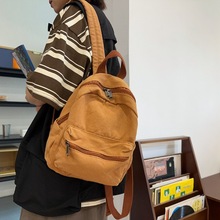 帆布书包女初中生外出旅游小背包轻便简约背包男高中大学生双肩包