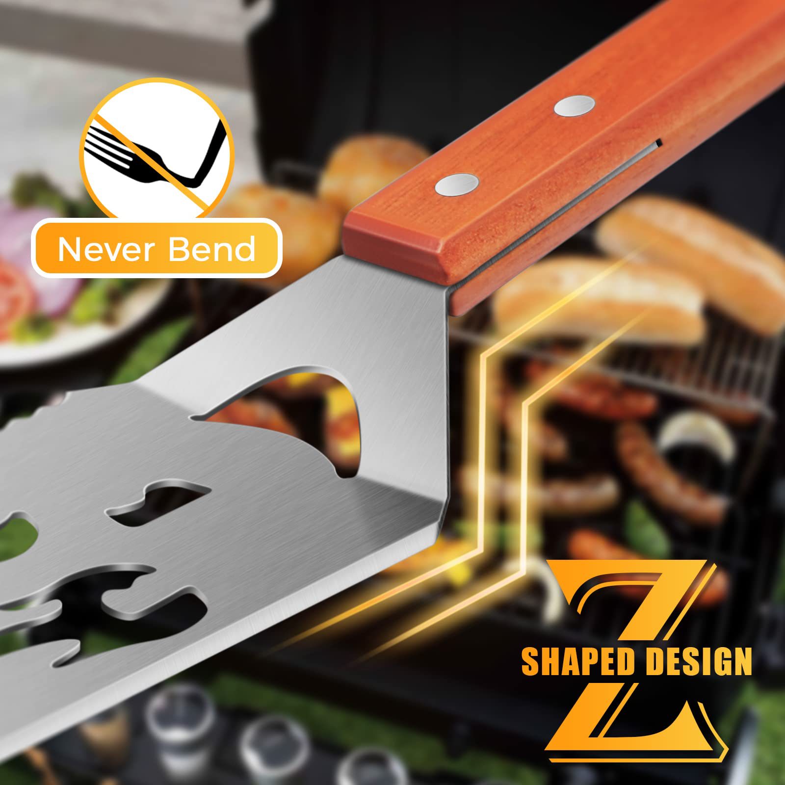 Keyo Amazon caliente al aire libre Cocina Barbacoa mango de madera pala Cocina Barbacoa accesorios cerveza abridor de botellas barbacoa pala