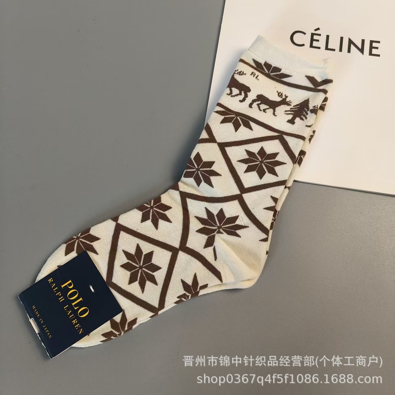 小熊潮袜Ralph 新款劳伦小熊袜刺绣提花中筒潮袜红书代购款批发|undefined