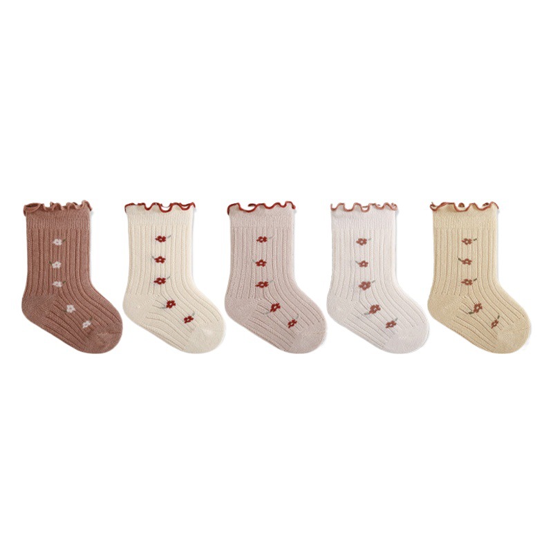 2023 invierno nuevo bebé niñas calcetines engrosados Terry cálido bebé calcetines princesa encaje niñas media pantorrilla Calcetines