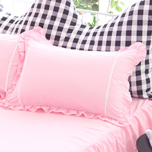 X70T韩式花边枕套一对批发学生宿舍枕芯套公主粉色成人枕头套
