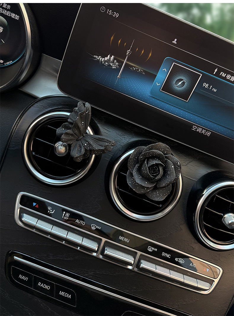 Starry Sky Rose Flower Butterfly Car Air Freshener Vent Decoration Car Fragrance Perfume Diffuser Stone Vent Clip
