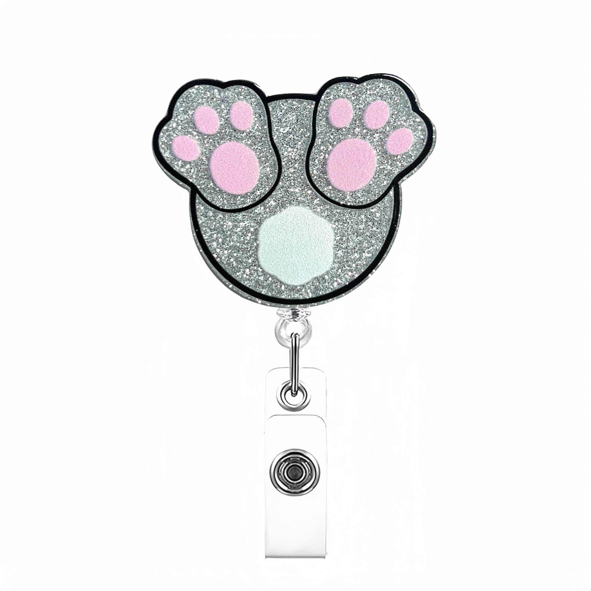 Etiqueta de etiqueta de venta caliente transfronteriza en lugar de acrílico divertido brillo clip de insignia telescópico hebilla de identificación hebilla fácil de tirar