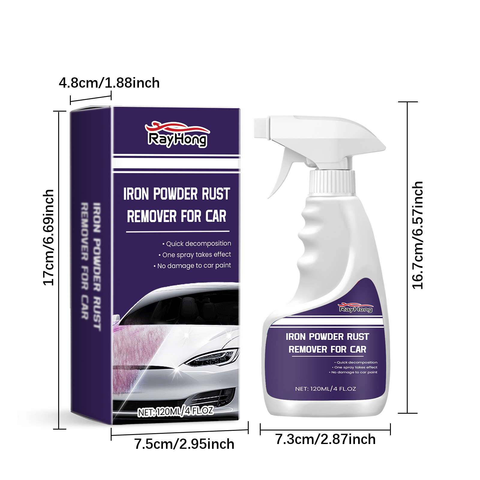 Rayhong Car Iron Powder Rust Remover Car Paint Decontamination Rust Polishing Cleaning Stain Renovation Maintenance