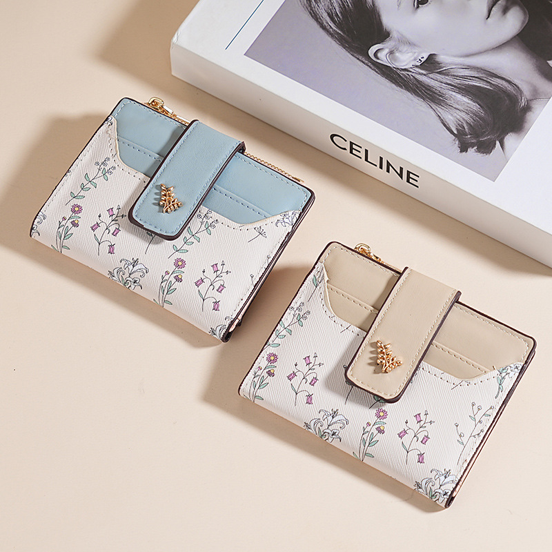 Diseño original cartera corta ins nicho de mujeres bolsas de cambio bolsas de tarjetas pequeñas frescas billeteras de estudiantes de mujeres sentido superior