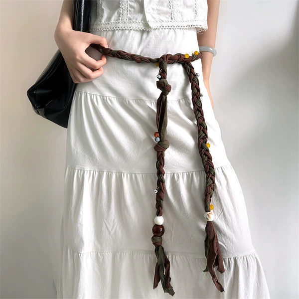44# coffee braided rope waist chain (HA1652)