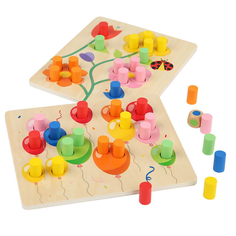 早教の益智のアルファベットのパズルの子供の集中力の手は板の赤ちゃんの動物の数字の玉の木のおもちゃの色をつかみます。|undefined