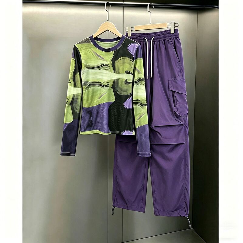 High-End and Stylish Casual Sports Suit for Women, New Spring/Summer Collection, Tie-Dye Top and Workwear Wide-Leg Pants Two-Piece Set High-End and Stylish Casual Sports Suit for Women, New Spring/Summer Collection, Tie-Dye Top and Workwear Wide-Leg Pants Two-Piece Set