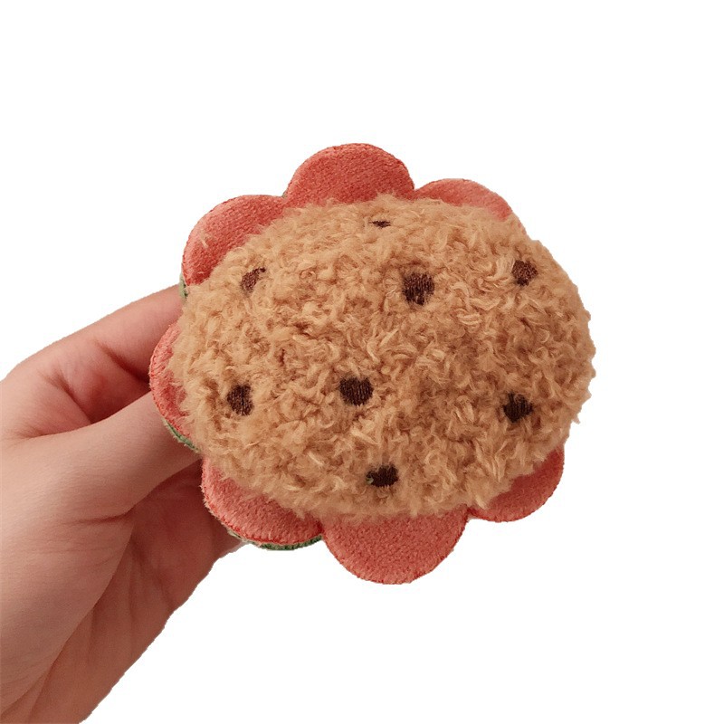 Red roja pastel ceroso suave hamburguesa muñeca colgante de dibujos animados sándwich de felpa perro caliente bolsa llavero accesorios al por mayor