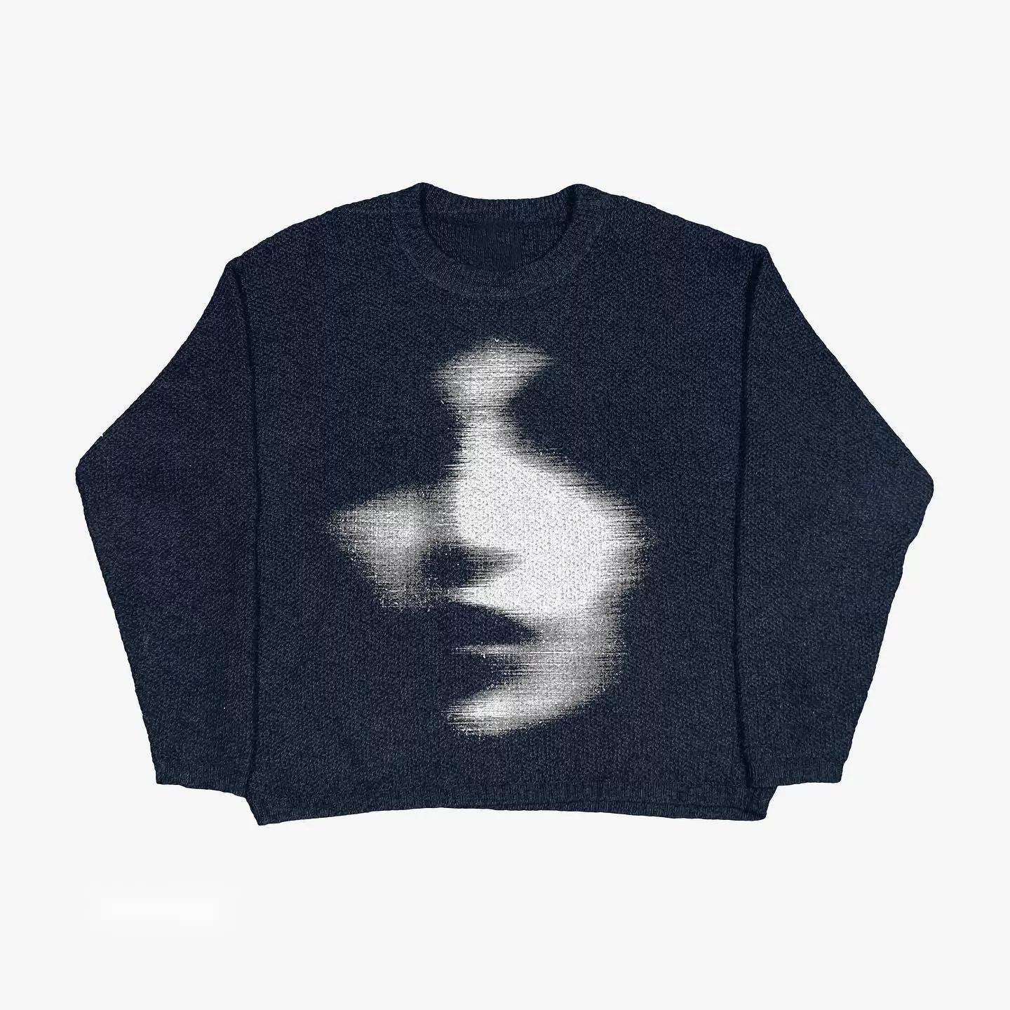 Демисезонный вязаный свитер, oversize, круглый ворот