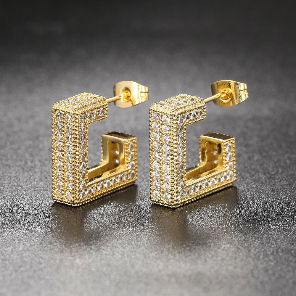 Fashion Geometric Copper Zircon Ear Studs 1 Pair display picture 3