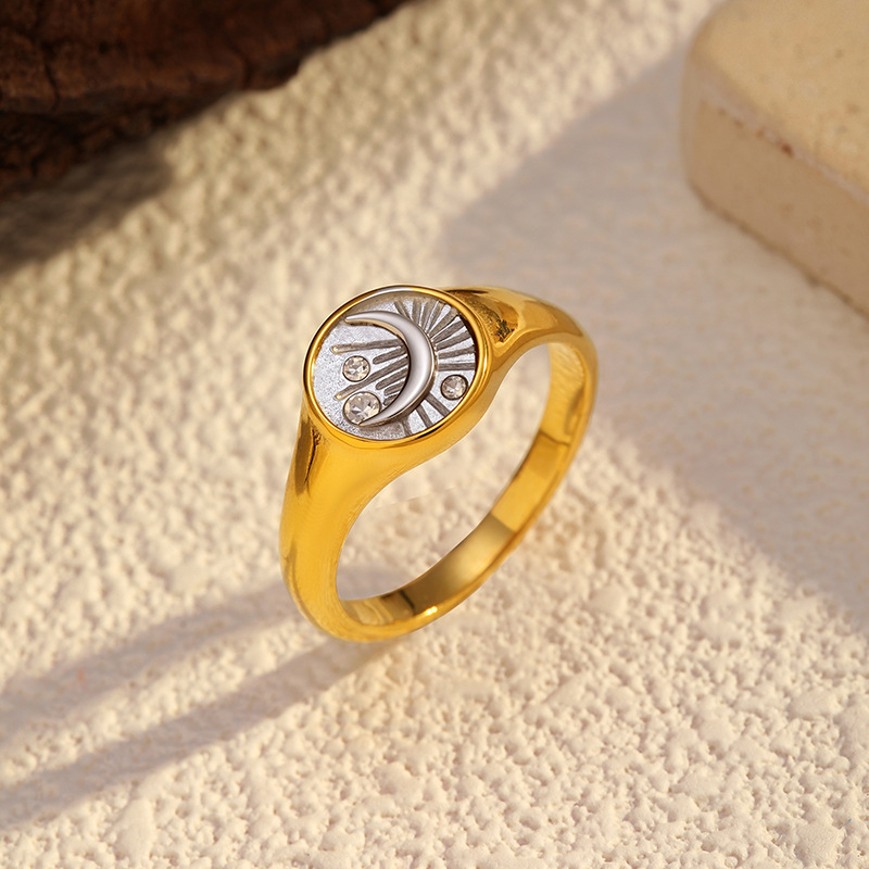 Anillo cerrado de acero titanio transfronterizo europeo y americano de Chenhé Jewelry, chapado en PVD con oro real de 18k, anillo de acero inoxidable que conserva el color, en stock. image 5