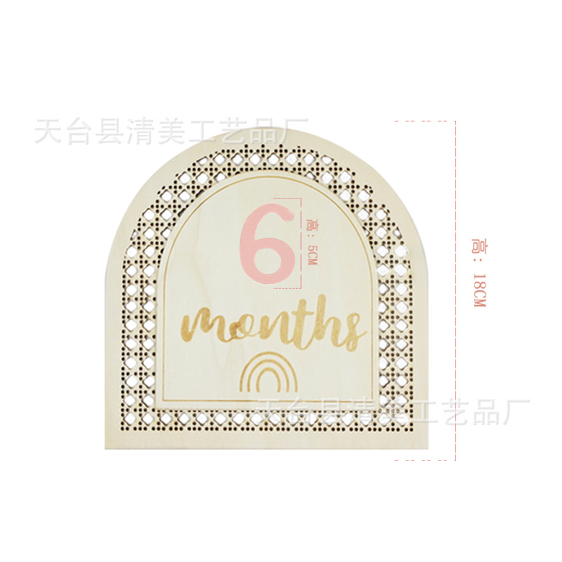 Madera en forma de ratán, hito mensual, accesorios de fotos de arco iris de madera para el crecimiento del bebé, tablero de ducha para bebés