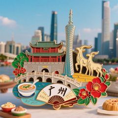 【广州】景点金属立体浮雕冰箱贴广州塔五羊旅游纪念品文创礼物